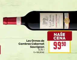 Billa Les Ormes de Cambras Cabernet Sauvignon 0,75l nabídka