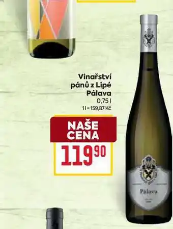 Billa Vinařství pánů z Lipé Ράιανα 0,75l nabídka