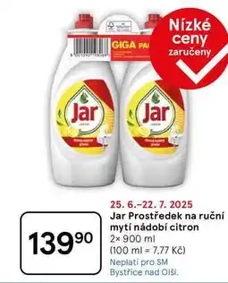 Tesco Jar Prostředek na ruční mytí nádobí citron, 2x 900 ml nabídka