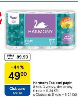 Tesco Harmony Toaletní papír, 8 rolí, 3 vrstvy, dva druhy nabídka