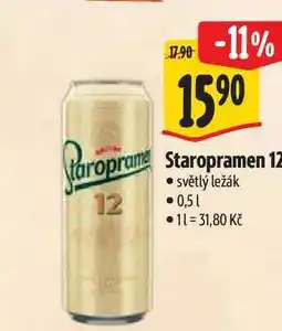 Albert Staropramen 12 světlý ležák 0,5 l nabídka