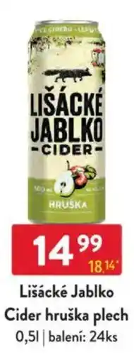 Qanto Lišácké Jablko Cider hruška plech nabídka