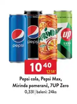 Qanto Pepsi cola, Pepsi Max, Mirinda pomeranč, 7UP Zero nabídka