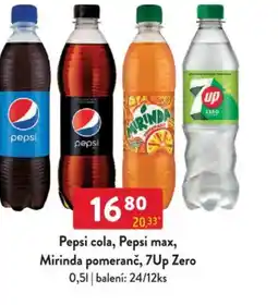 Qanto Pepsi cola, Pepsi max, Mirinda pomeranč, 7Up Zero nabídka