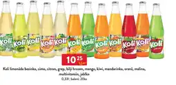 Qanto Koli limonáda bezinka, cimo, citron, grep, bílý hrozen, mango, kiwi, mandarinka, oranž, malina, multivitamín, jablko nabídka