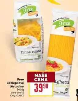 Billa Free Bezlepkové těstoviny nabídka