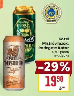 Billa Kozel Mistrův ležák, Radegast Ratar nabídka