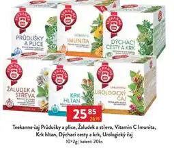 Qanto Teekanne čaj Průdušky a plíce, Žaludek a střeva, Vitamín C Imunita, Krk hltan, Dýchací cesty a krk, Urologický čaj nabídka