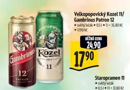 Albert Velkopopovický Kozel 11 Gambrinus Patron 12 nabídka