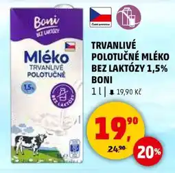 Penny Market TRVANLIVÉ POLOTUČNÉ MLÉKO BEZ LAKTÓZY 1,5% BONI nabídka