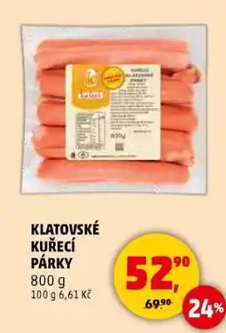 Penny Market KLATOVSKÉ KUŘECÍ PÁRKY nabídka