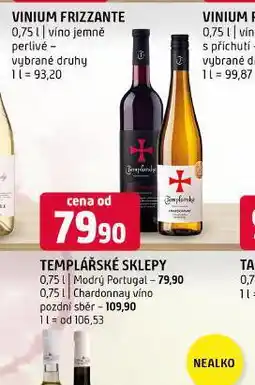 Terno Templářské sklepy chardonnay pozdní sběr nabídka