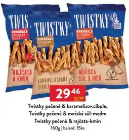 Qanto Twistky pečené & karamelizov.cibule, Twistky pečené & mořská sůl-medm Twistky pečené & rajčata-kmín nabídka