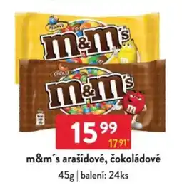 Qanto M&M's arašídové, čokoládové nabídka