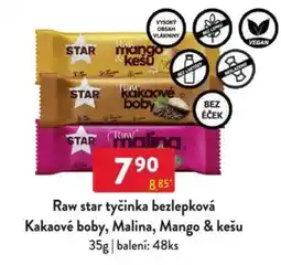 Qanto Raw star tyčinka bezlepková Kakaové boby, Malina, Mango & kešu nabídka