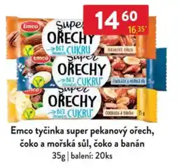 Qanto Emco tyčinka super pekanový ořech, čoko a mořská sůl, čoko a banán nabídka