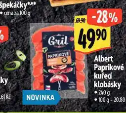 Albert Paprikové kuřecí klobásky nabídka