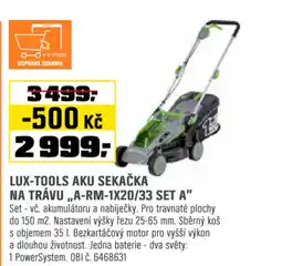 OBI LUX-TOOLS AKU SEKAČKA NA TRÁVU,,A-RM-1X20/33 SET A" nabídka