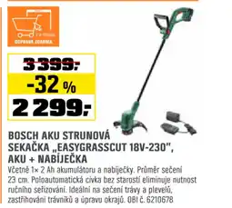 OBI BOSCH AKU STRUNOVÁ SEKAČKA,,EASYGRASSCUT 18V-230", AKU + NABÍJEČKA nabídka