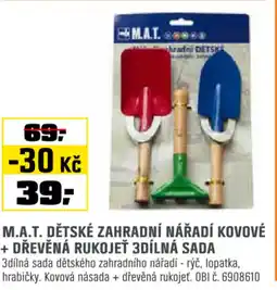 OBI M.a.t. dětské zahradní nářadí kovové + dřevěná rukojeť 3dílná sada nabídka