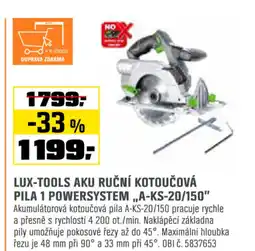 OBI Lux-tools aku ruční kotoučová pila 1 powersystem „,a-ks-20/150" nabídka