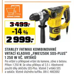 OBI STANLEY FATMAX KOMBINOVANÉ VRTACÍ KLADIVO,,FME1250K SDS-PLUS" 1250 W VČ. VRTÁKŮ nabídka