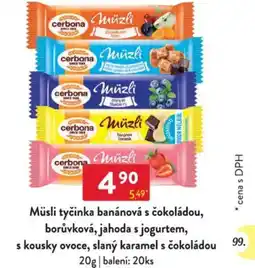 Qanto Müsli tyčinka banánová s čokoládou, borůvková, jahoda s jogurtem nabídka