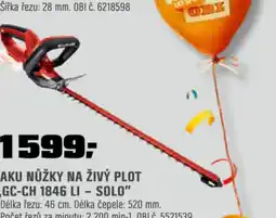 OBI Aku nůžky na živý plot „,gc-ch 1846 li - solo" nabídka