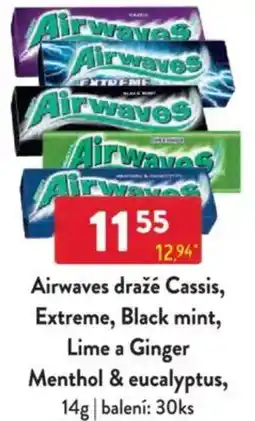 Qanto Airwaves draže Cassis, Extreme, Black mint, Lime a Ginger Menthol & eucalyptus, nabídka