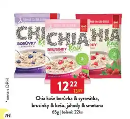 Qanto Chia kaše borůvka & syrovátka, brusinky & kešu, jahody & smetana nabídka