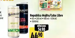Albert Republica mojito, cuba libre, piňa colada nabídka