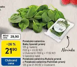 Tesco Polabská zelenina Baby špenát praný, 125 g, balený nabídka