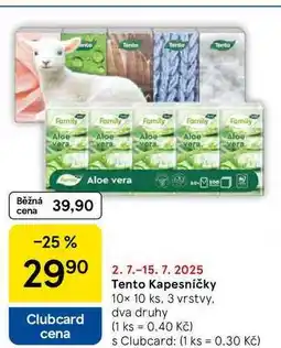 Tesco Tento Kapesníčky, 10x 10 ks, 3 vrstvy nabídka
