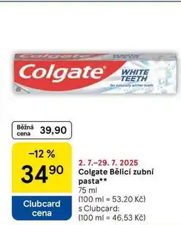 Tesco Colgate Bělící zubní pasta, 75 ml nabídka