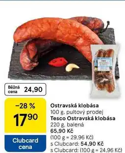 Tesco Ostravská klobása, 220 g, balená nabídka