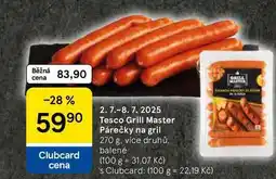 Tesco Tesco Grill Master Párečky na gril, 270 g, více druhů nabídka