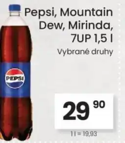 Kubík potraviny Pepsi, Mountain Dew, Mirinda,7UP nabídka