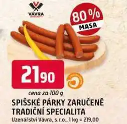 Trefa SPIŠSKÉ PÁRKY 100 g nabídka
