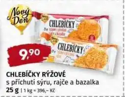 Trefa Nový Den CHLEBÍČKY RÝŽOVÉ s příchutí sýru, rajče a bazalka 25 g nabídka