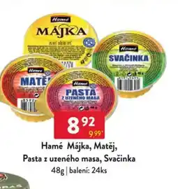 Qanto Hamé Májka, Matěj, Pasta z uzeného masa, Svačinka nabídka