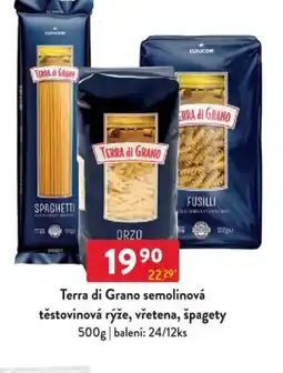Qanto Terra di Grano semolinová těstovinová rýže, vřetena, špagety nabídka