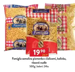 Qanto Famiglia semolina písmenka s číslicemi, kolínka, vlasové nudle nabídka