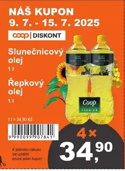 COOP DISKONT Slunečnicový olej nabídka