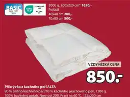 JYSK Přikrývka z kachního peří ALTA nabídka