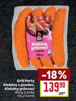 Billa Grill Party Klobásy s goudou, Klobásy grilovací nabídka