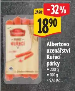 Albert Albertovo uzenářství Kuřecí párky nabídka