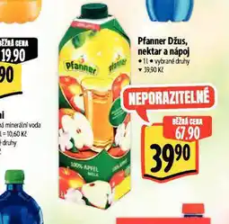 Albert Pfanner džus, nektar a nápoj nabídka