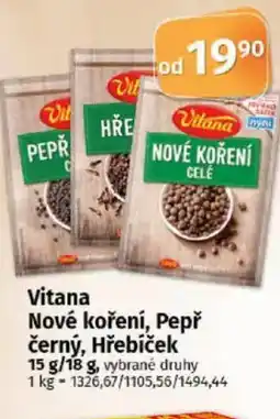 COOP TIP Vitana Nové koření, Pepř černý, Hřebíček nabídka
