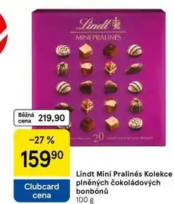 Tesco Lindt Mini Pralinés Kolekce plněných čokoládových bonbónů, 100 g nabídka