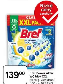 Tesco Bref Power Aktiv WC blok XXL, 6x 50 g, více druhů nabídka